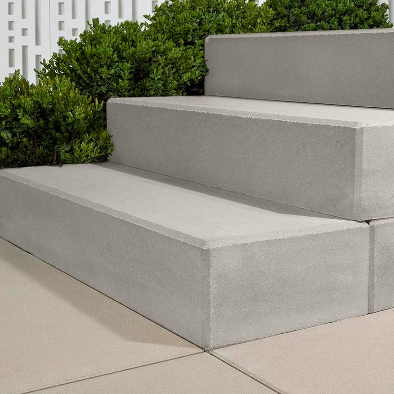 Techo-Bloc Raffinato polished concrete outdoor steps installed by Smarter Scapes in Nashville TN