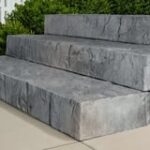Techo-Bloc Röcka carved concrete outdoor steps installed by Smarter Scapes in Nashville TN - Riviera color option