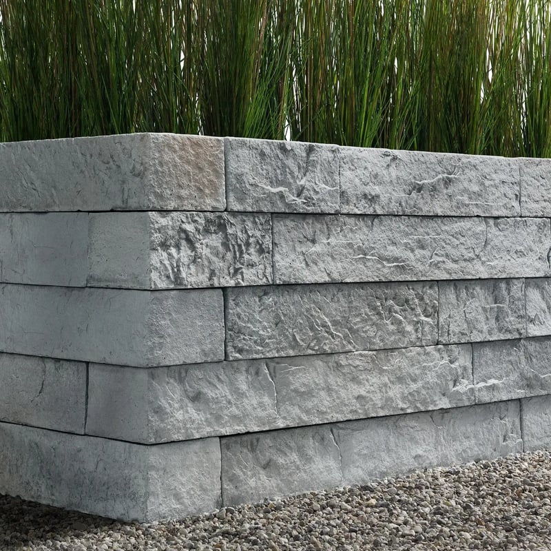Techo-Bloc Röcka carved-stone retaining wall installed by Smarter Scapes in Nashville TN