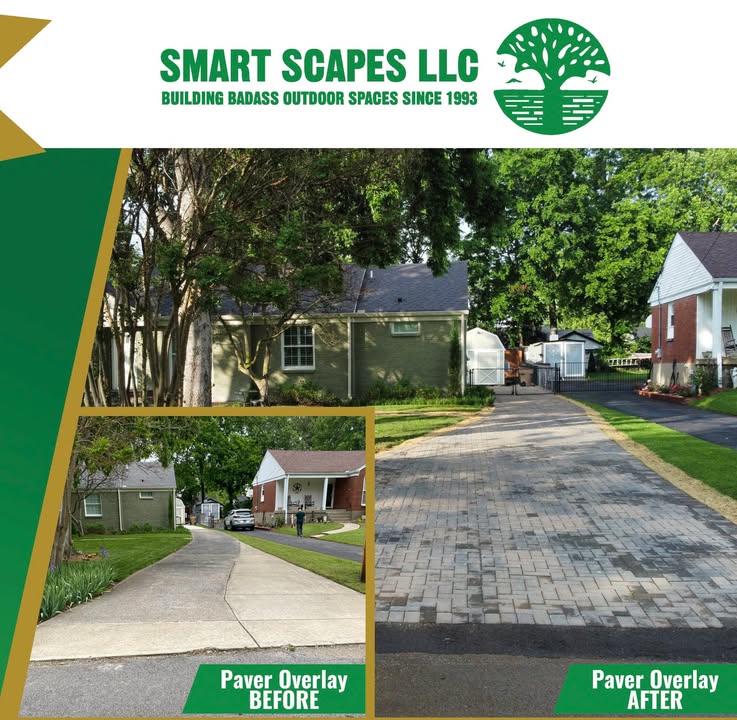 Pavers versus concrete comparison showing superior quality by Smarter Scapes LLC Nashville TN