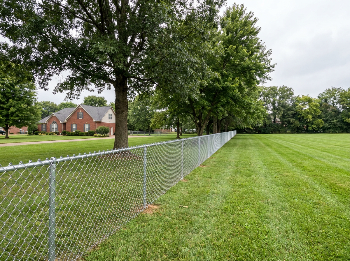 Galvanized chain link fence installed by Smarter Scapes in Nashville TN