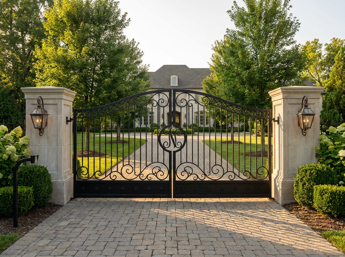Custom driveway entry gate installed by Smarter Scapes in Nashville TN