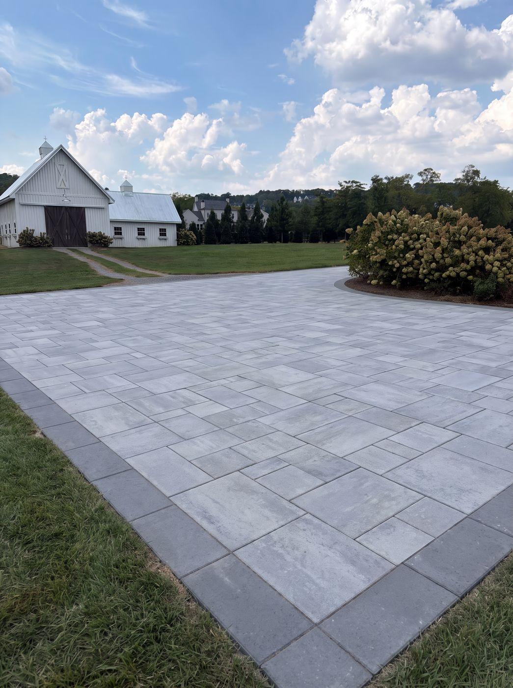Concept render of Blu 60 Smooth modular pavers on a parking apron in Franklin TN